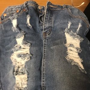 Ripped jeans skirt